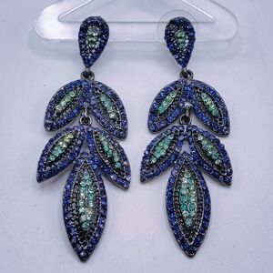 Bling Jewelry Blue and Green Botanical Earrings